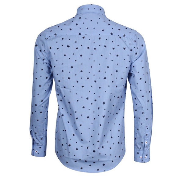 MENS BUTTON DOWN BABY BLUE CASUAL SHIRT - Picture 3 of 4