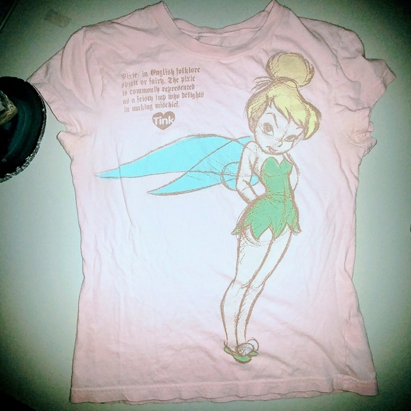 Disney Tinkerbell juniors size 7/9 pink t shirt - Picture 1 of 3