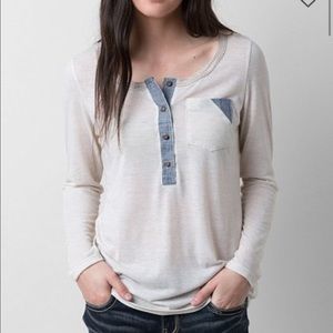 BKE LINEN BLEND HENLEY TOP