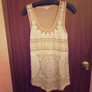 Beautiful anthropologie tan with white sequin