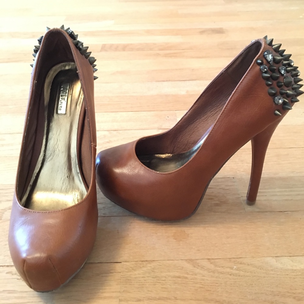 Studded Brown Platform Heel