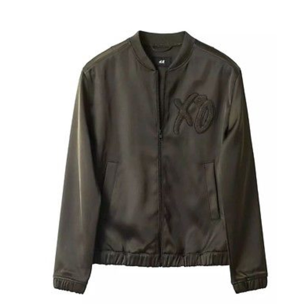 The Weeknd H&M Dark Khaki Green XO Bomber Jacket