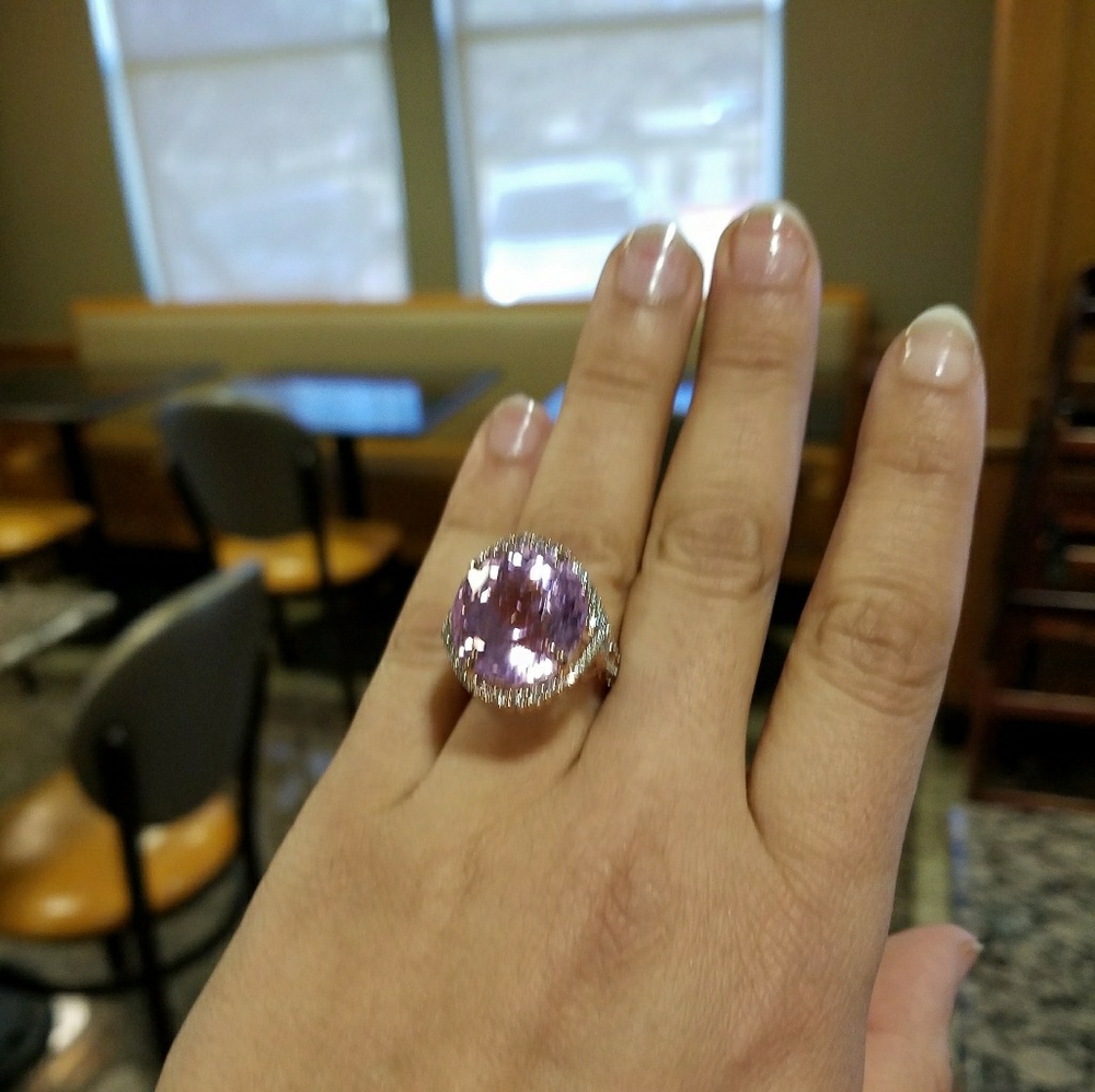 Pink Kunztie gemstone and diamonds. SOLD