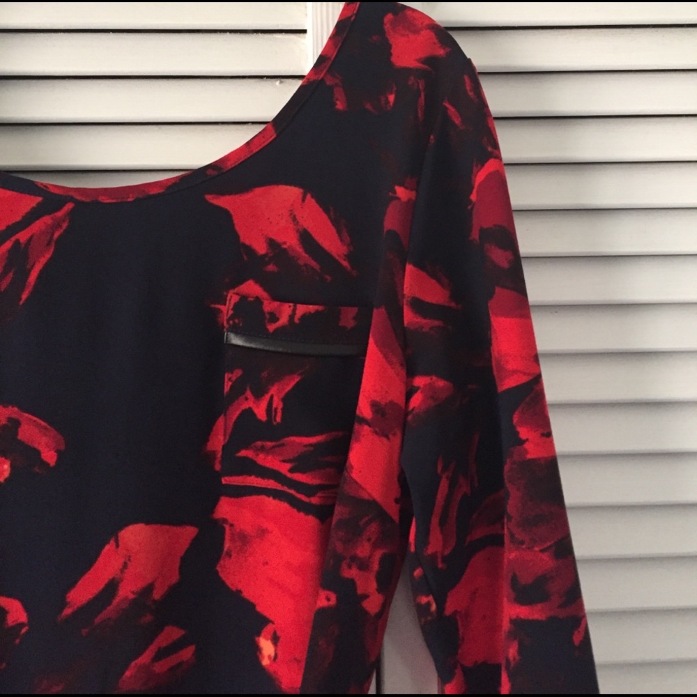 Merona Large Patterned Floral Black & red dress