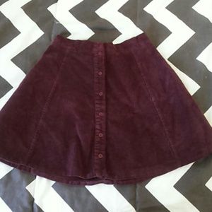 Wine Corduroy Mini Skirt