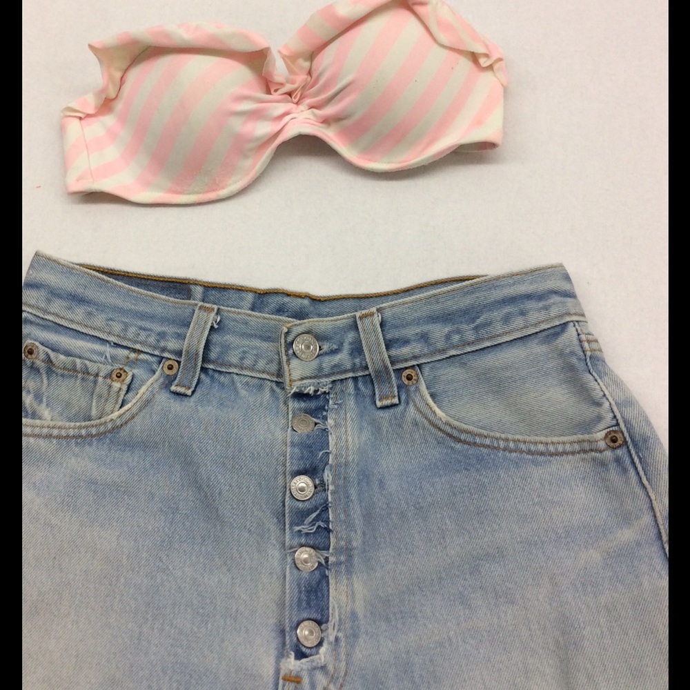 New Victorias Secret Pink White Striped Bikini Top