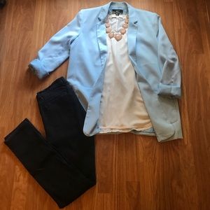 Forever 21 baby blue boyfriend blazer