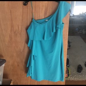 Aqua One Shoulder Dress