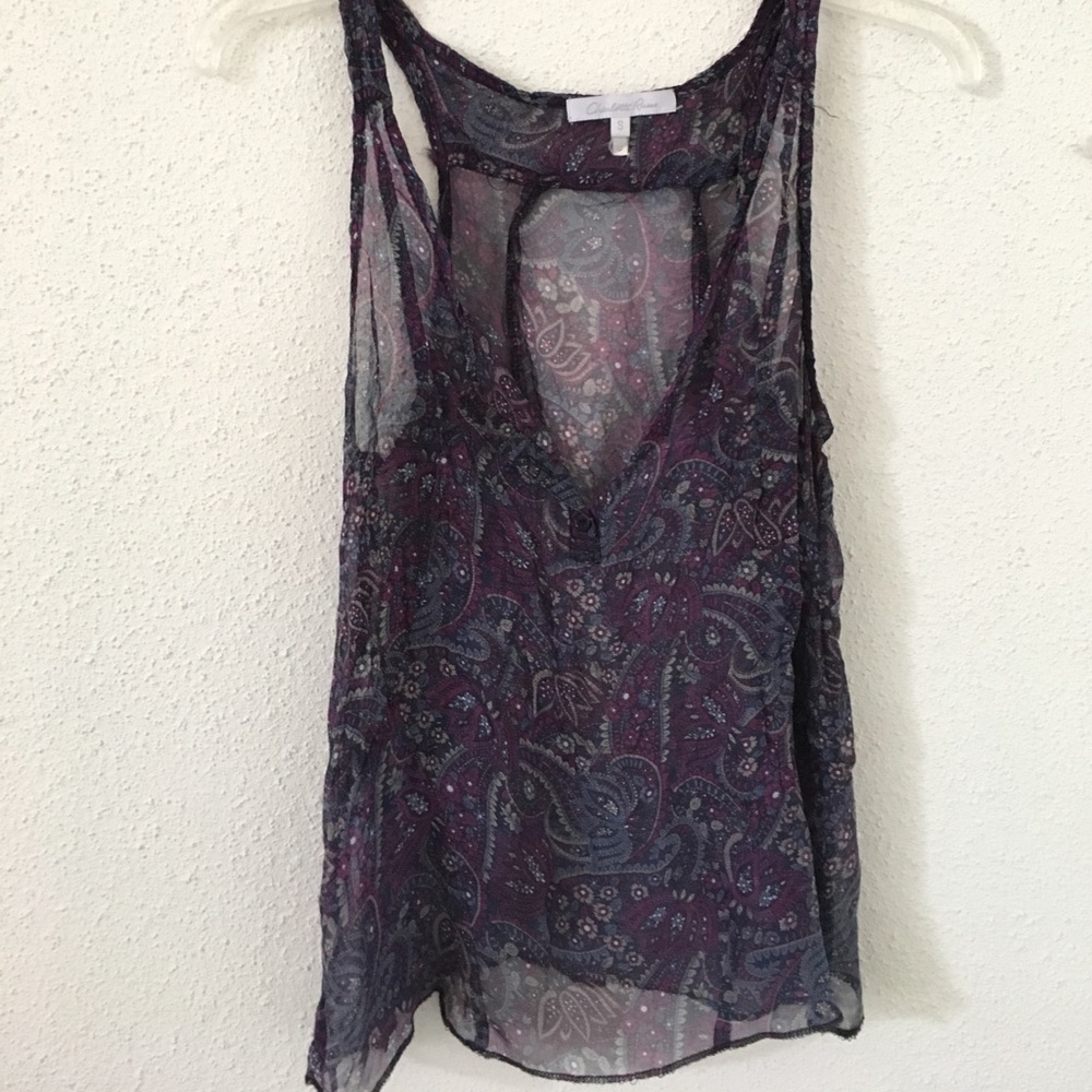 Charlotte Russe Sheer Purple & Blue Paisley Tank