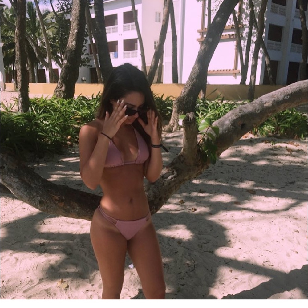 Rosie- Dusty Pink Strappy Cheeky Bikini Set - Picture 1 of 3