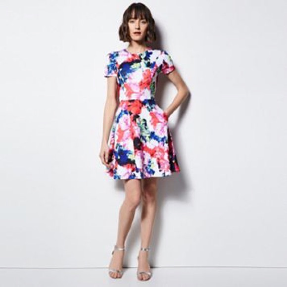 MILLY FOR DESIGNATION FLORAL SCUBA DRESS - Picture 6 of 6