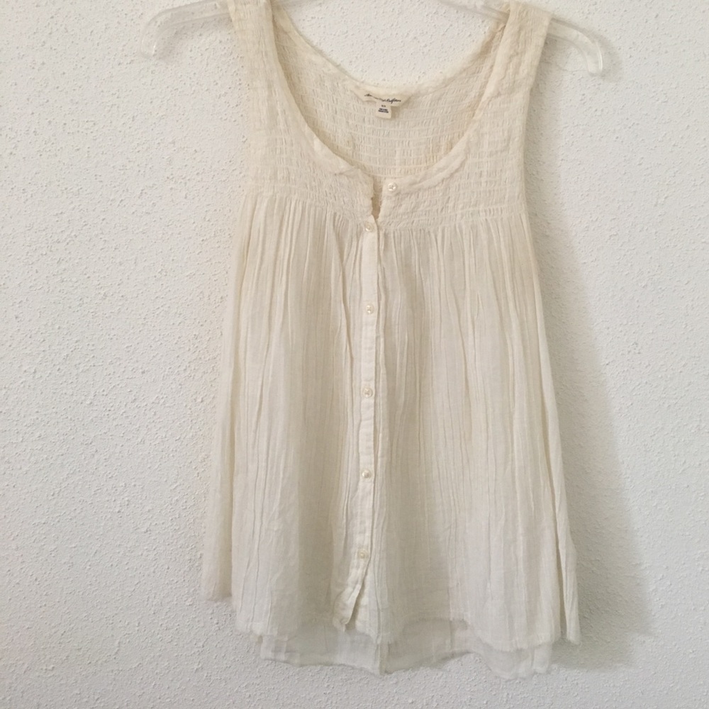 Small White American Eagle Flowy Tank Top