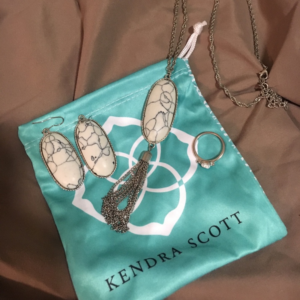 Matching dangle earrings, ring & necklace!