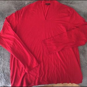 Red talbots long sleeve Vneck tee heavy knit