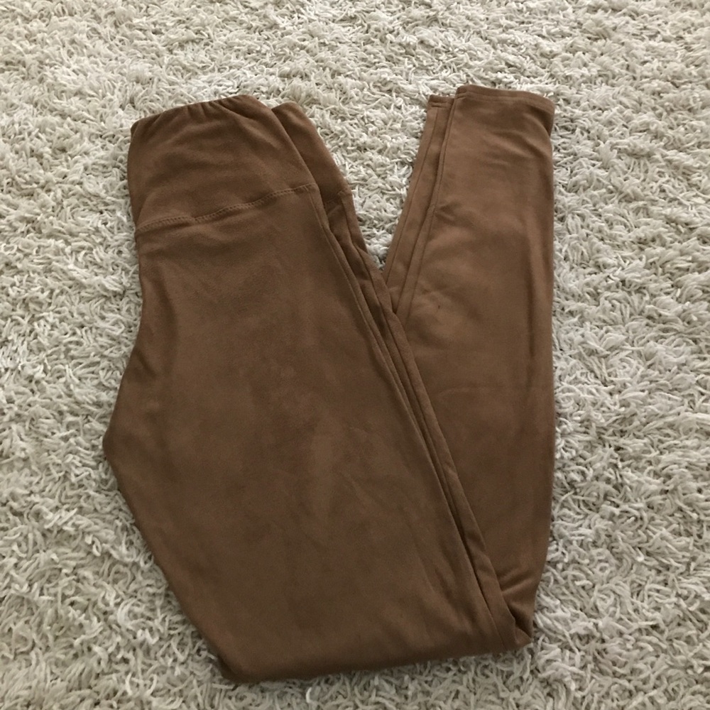 Suede camel leggings