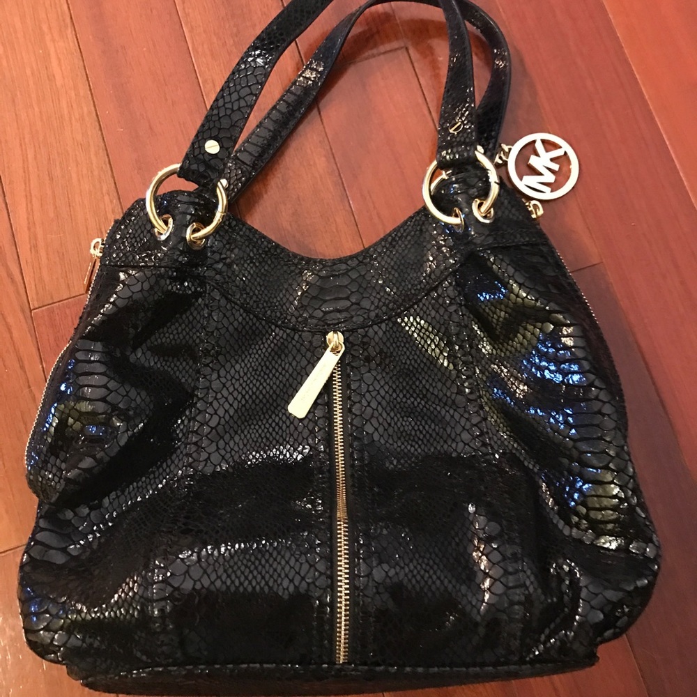 Michael Kors Black Embossed Leather Purse