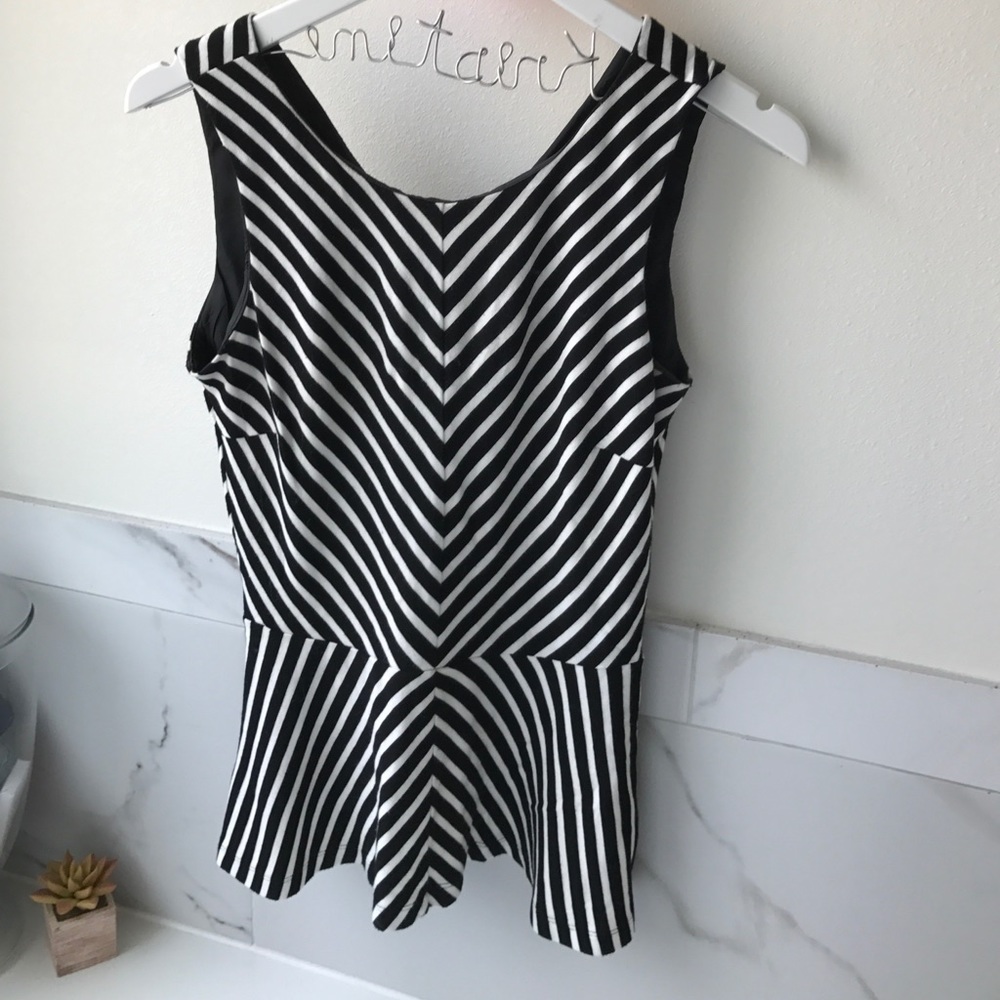 Black & white striped peplum top