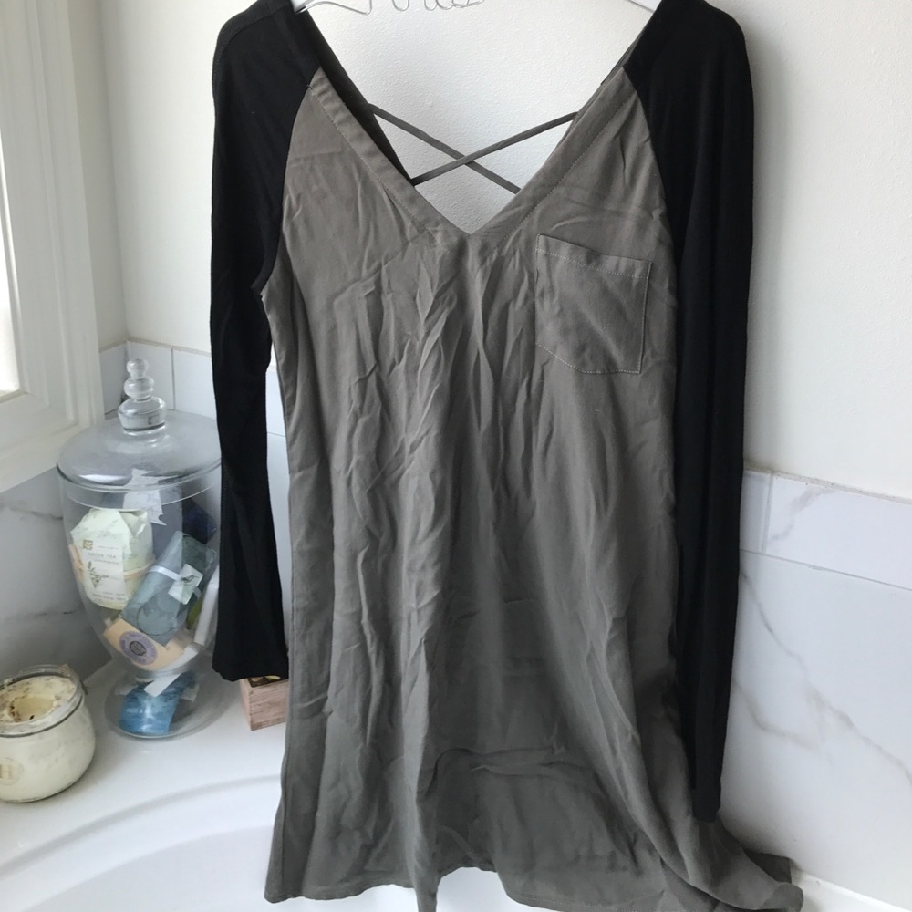 Long sleeved strappy back dress