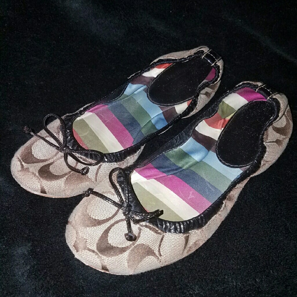 Coach Brown Khaki Ballet Flats Size 6.5