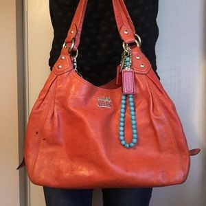 COACH Orange Leather Shoulder Bag Purse Handbag