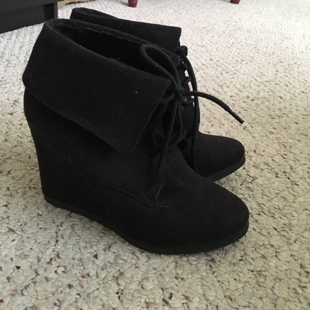 Black suede booties