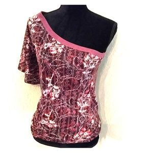 Free People one shoulder purple floral top M