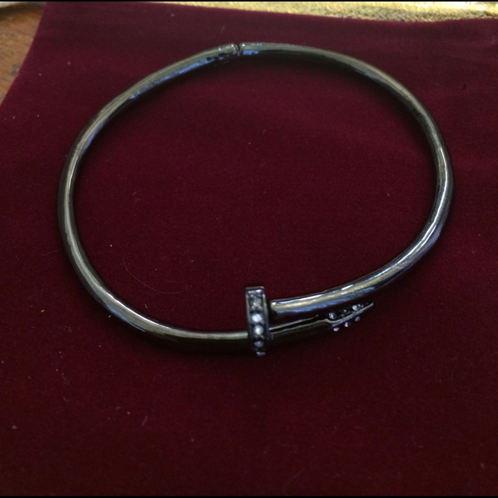 Black nail love bracelet cubic zirconia diamonds - Picture 2 of 3
