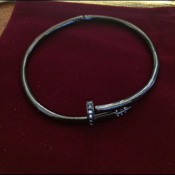 Black nail love bracelet cubic zirconia diamonds - Picture 2 of 3