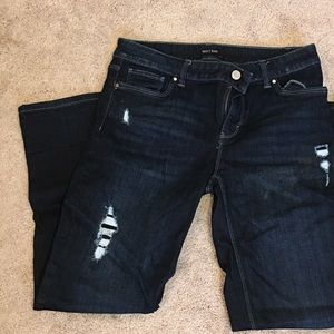 Blue denim cropped straight leg Capri