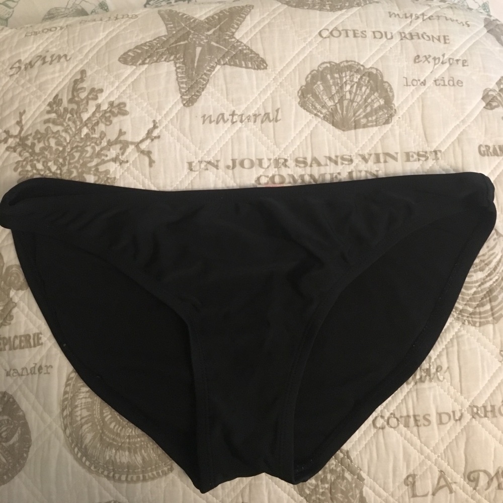 Plain black bikini bottoms with full coverage