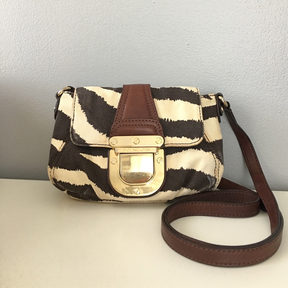 Michael Kors brown zebra stripe crossbody bag