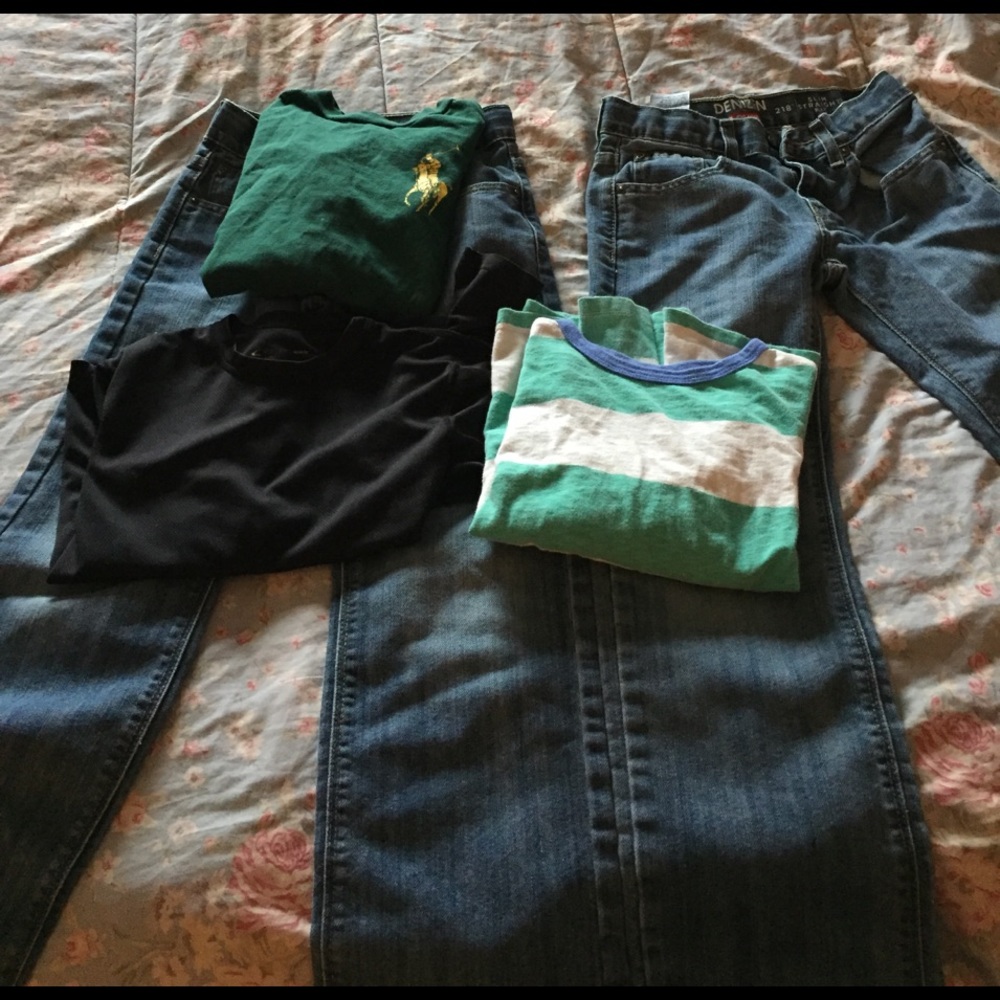 Bundle of jeans and shirts youth boys.
