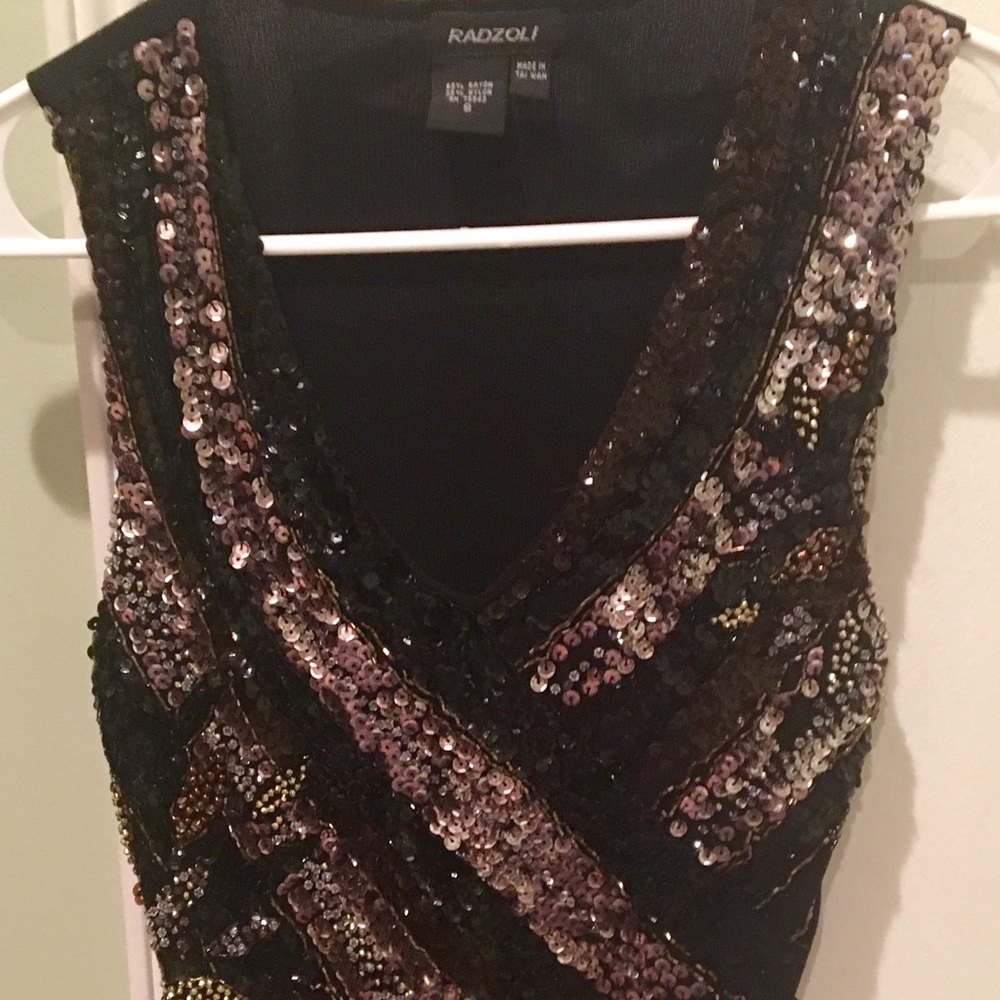 Radzoli Black and Gold Sequin Tank