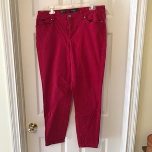 Nine West red skinny jeans 14