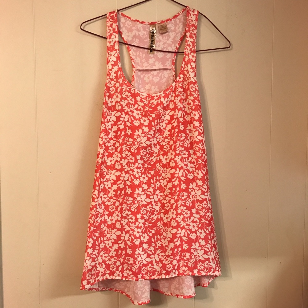 Summery Floral Coral and White Tank 🌺 Size:S