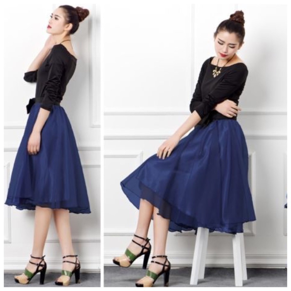 Blue Tulle Organza Skirt - Picture 4 of 4