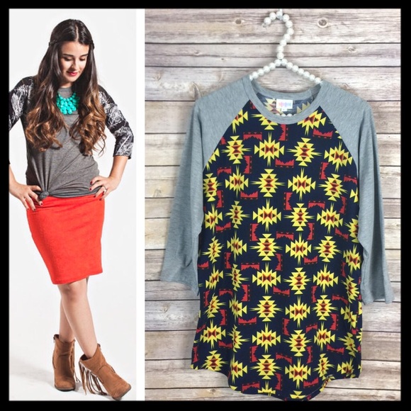 LuLaRoe Tops - SOLD 💛 lularoe // randy raglan aztec print tee
