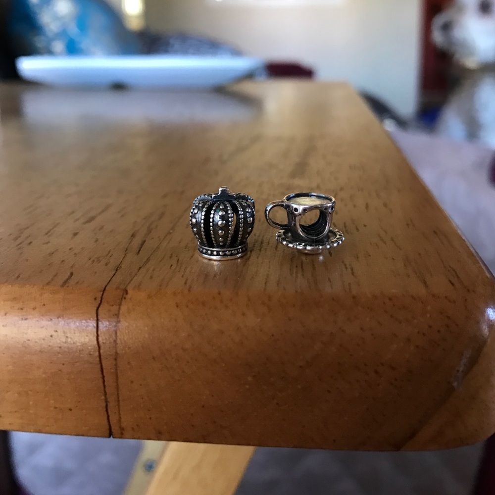 Used Pandora Crown and Teacup Charm