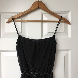 Vintage metallic black and silver pleated dress