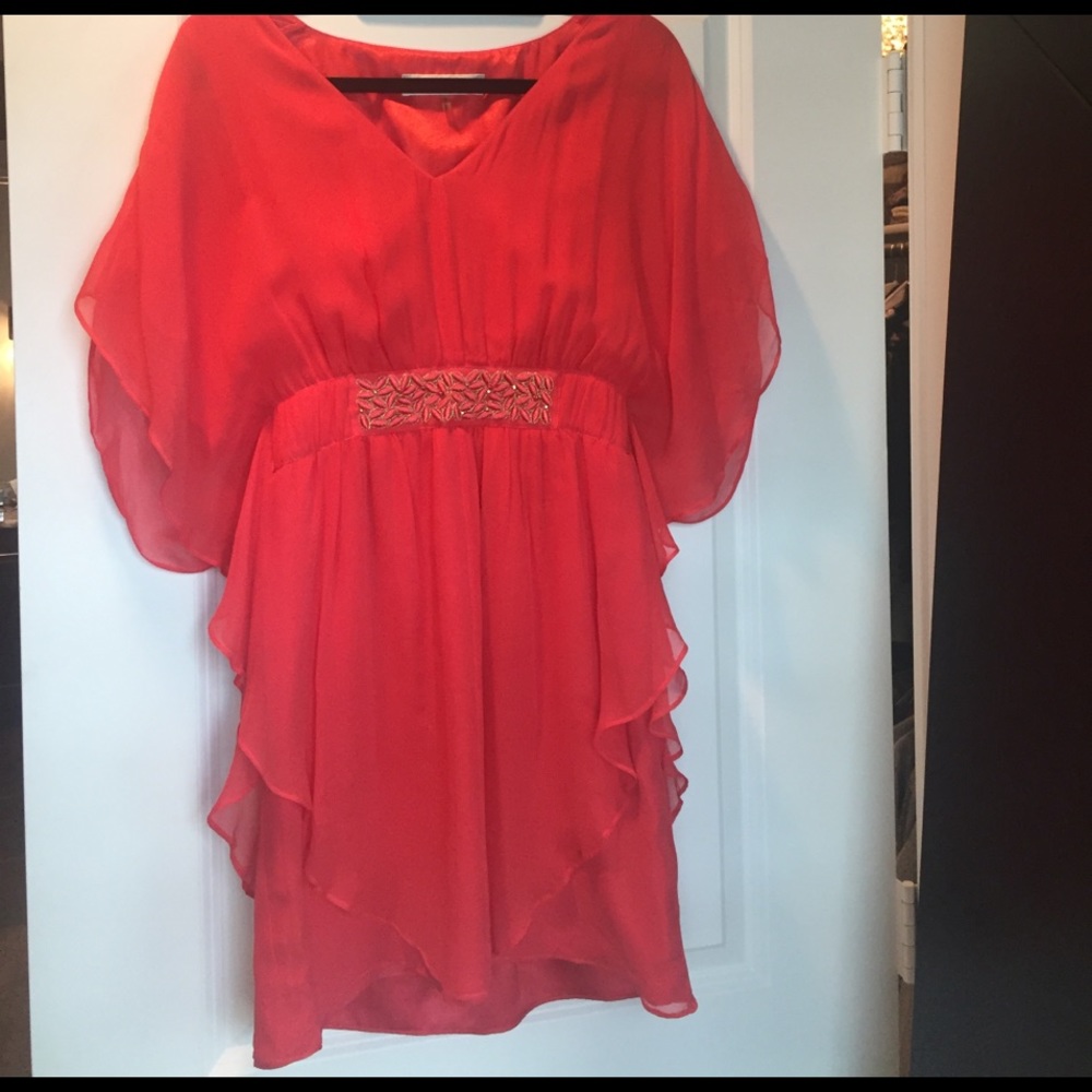 TrinaTurk silk cocktail dress w/ embroidered front