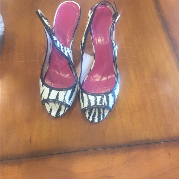 Kate Spade Zebra Peep Toe Sling Backs - Picture 1 of 4