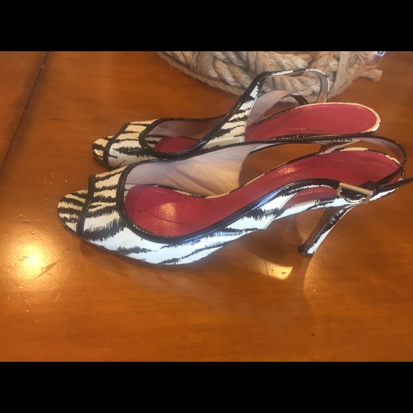Kate Spade Zebra Peep Toe Sling Backs - Picture 2 of 4