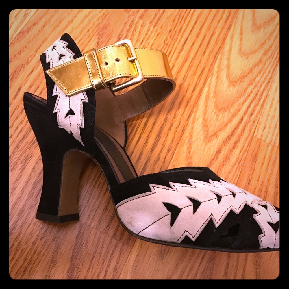 Marni! Black, white and gold heels! Size 38!