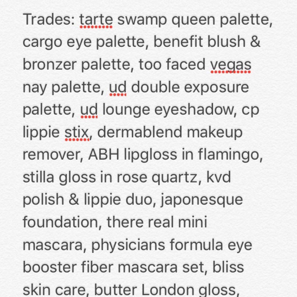 Potential trade items
