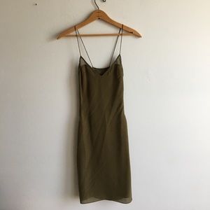 T by Alexander Wang army green silk slip dress XS