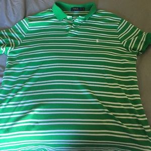 XL Green with White Stripes Polo by Ralph Lauren