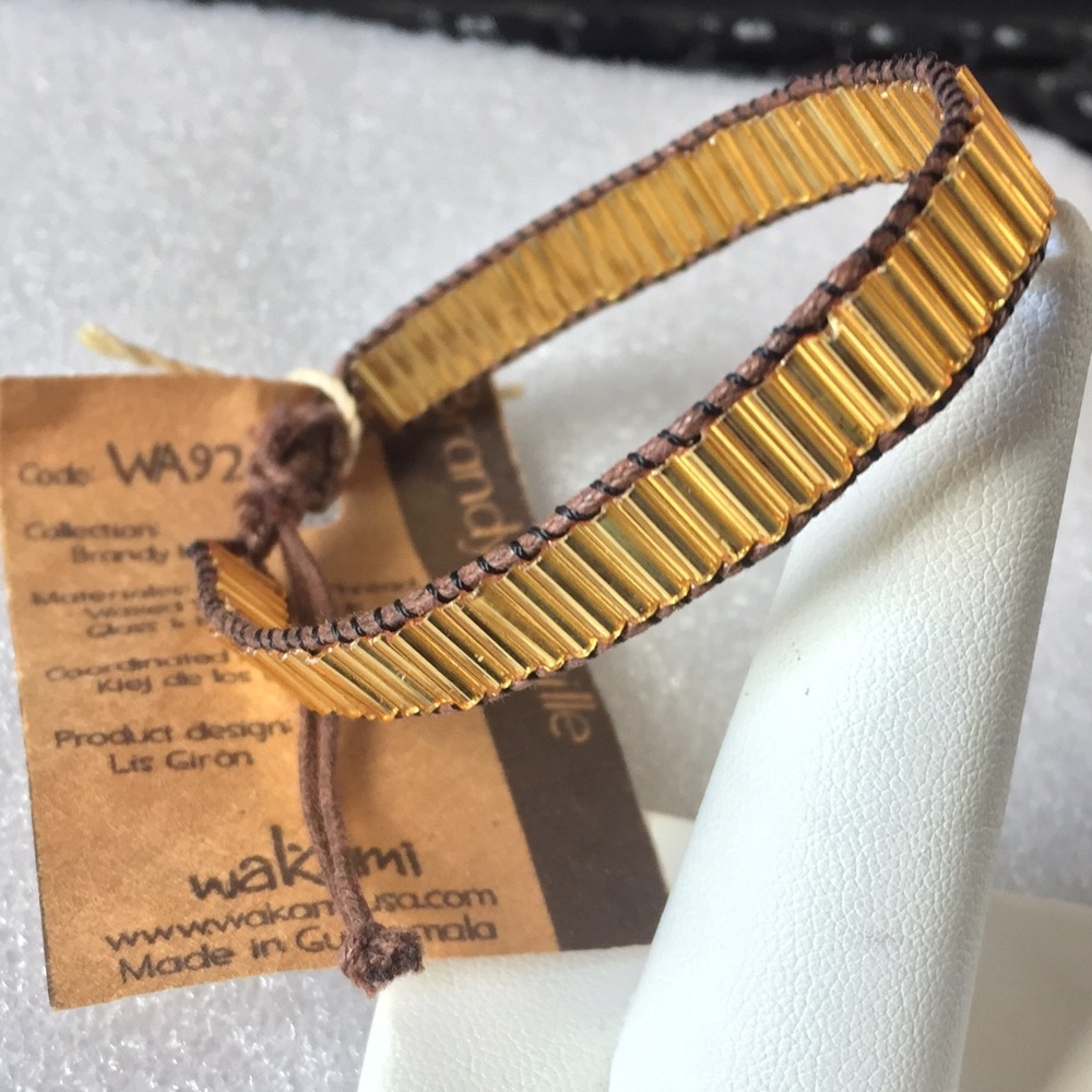Gold/brown Wakami adjustable bracelet anklet NEW