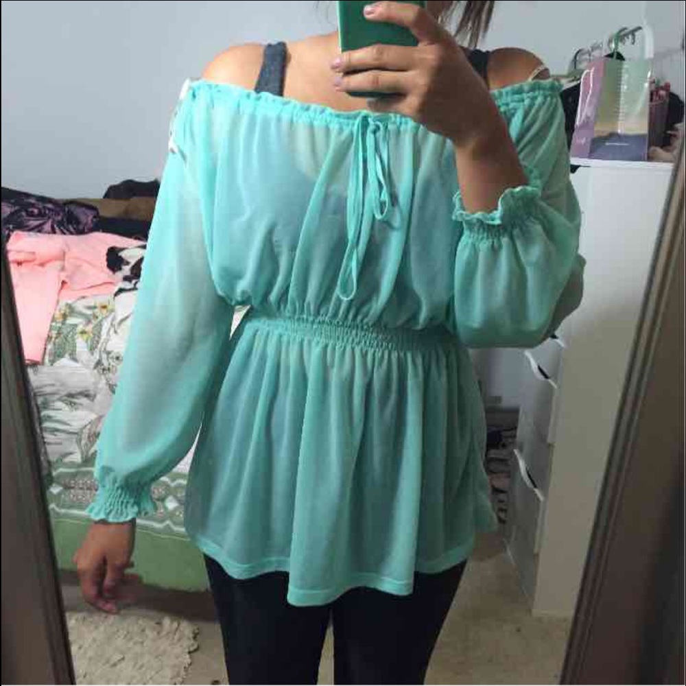 F21 Mint Chiffon Blouse