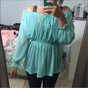 F21 Mint Chiffon Blouse