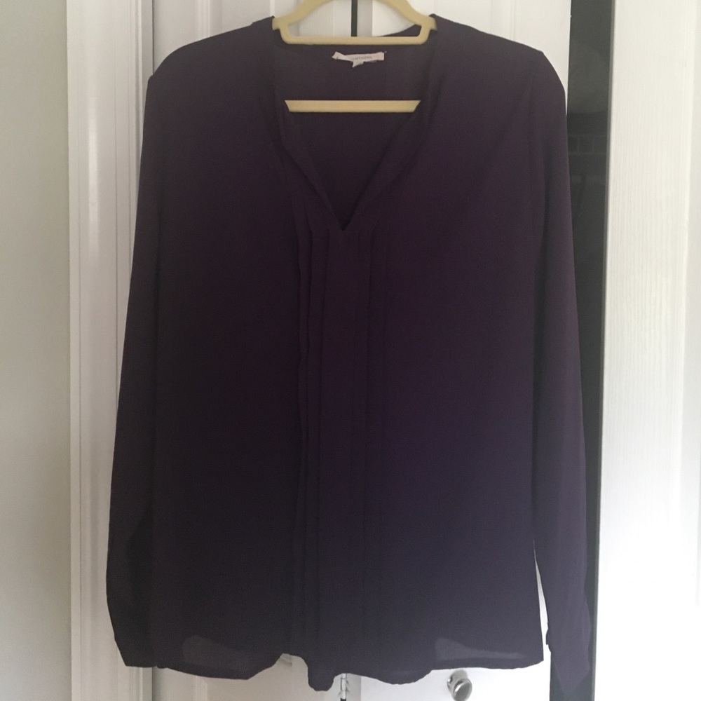 Eggplant Blouse with front detail. Size L.